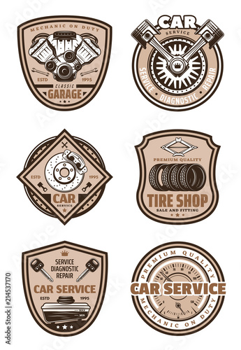 Car garage service vector icons
