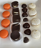 Assortment of sweets, macarons and chocolate