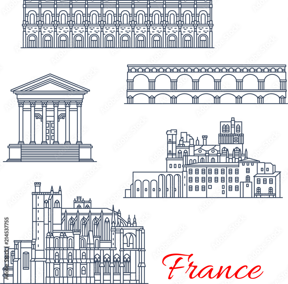 Vector Nimes and Narbonne architecture in France