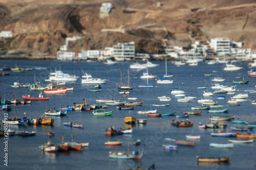 LIma, Peru: Boats in traditional fisher harbor of Pucusana. © christian vinces