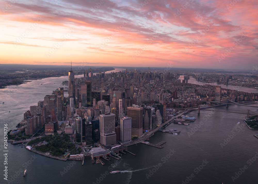 Aerial Manhattan Sunset