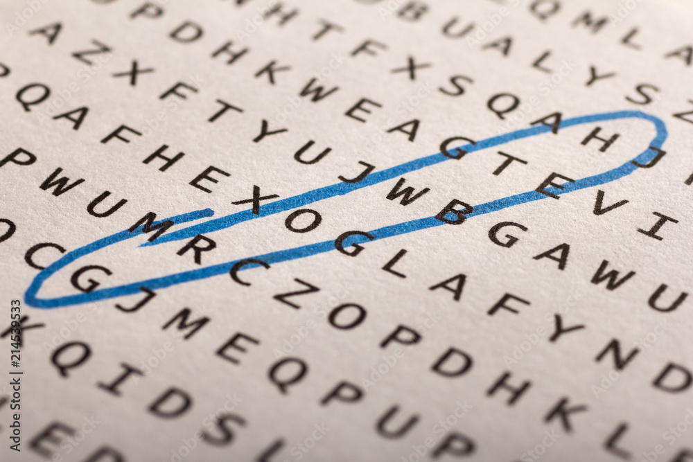 Word search, puzzle. Concept about finding, growth, success Word search, puzzle. Concept about finding, growth, success