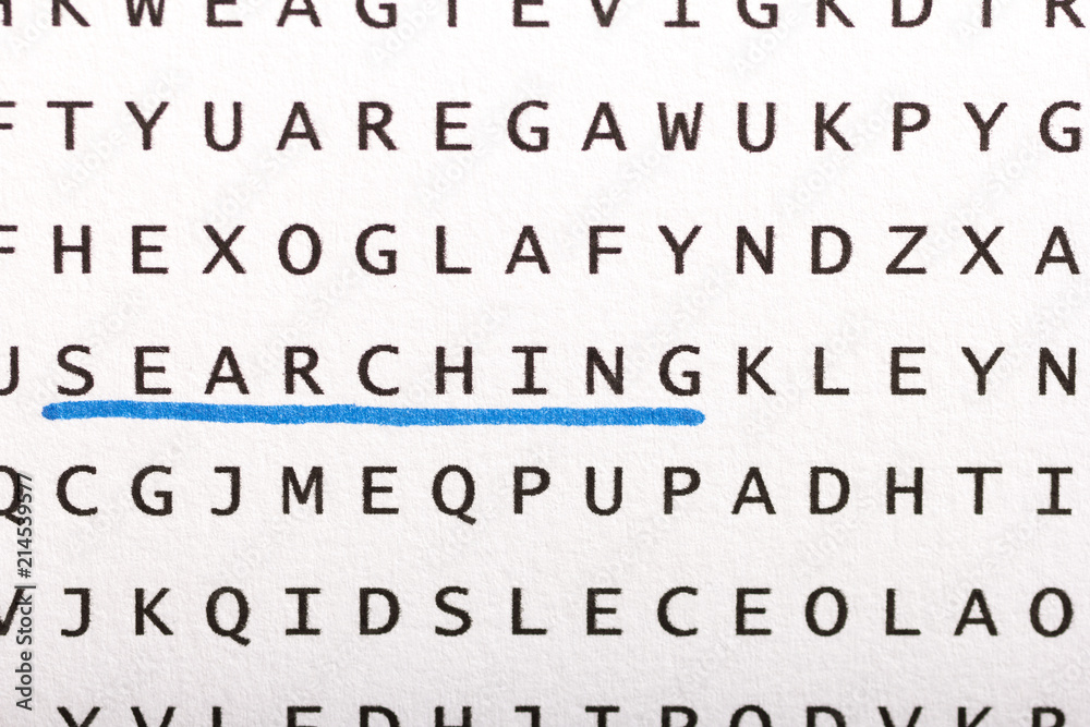 Word search, puzzle. Concept about finding, searching, looking for. Word search, puzzle. Concept about finding, searching, looking for.
