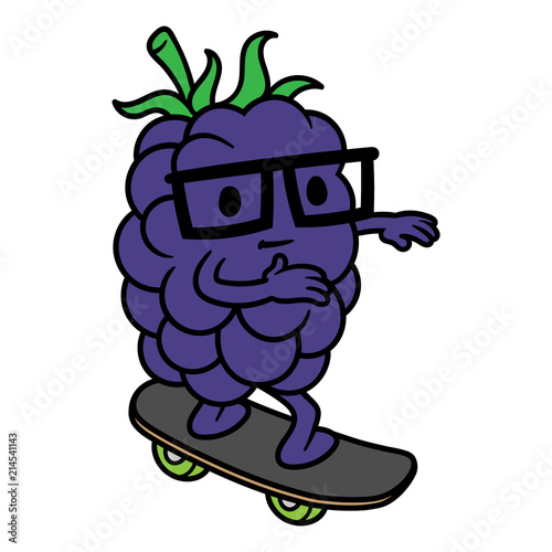 Cartoon Cool Skating Blueberry Character