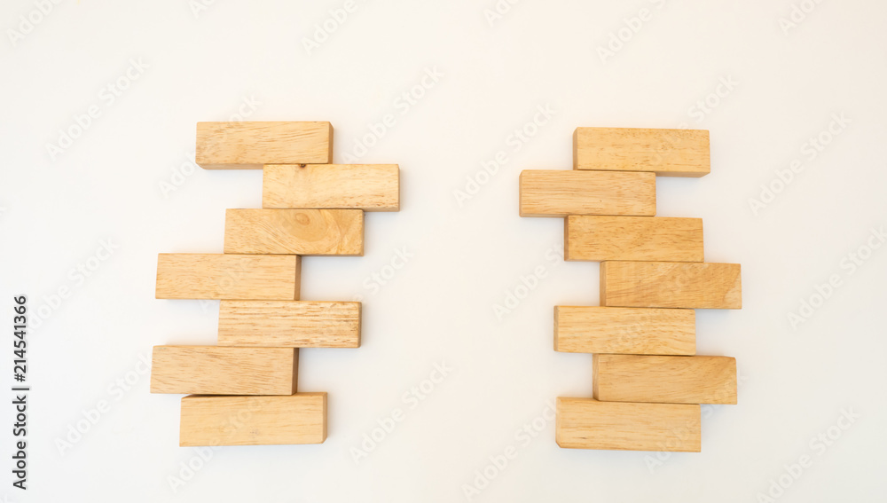 Arranging wood block stacking Business concept on white background Arranging wood block stacking Business concept on white background