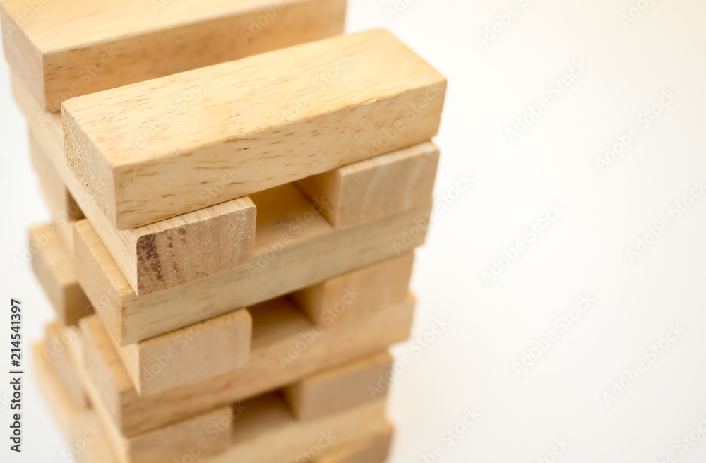 Wooden Tower game close up on white background Wooden Tower game close up on white background