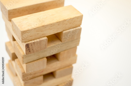 Wooden Tower game  close up on white background