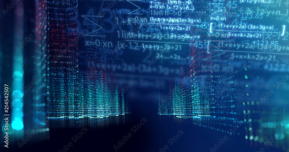 Fototapeta premium digital city scape with digit number elements illustration