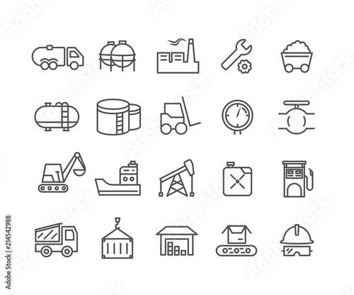 Simple Set of Industrial vector thin line icons, Editable Stroke linear symbols