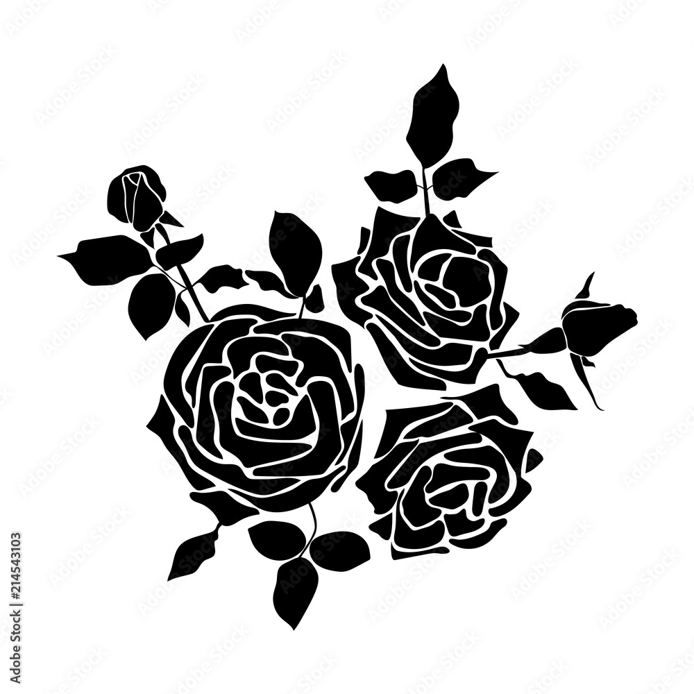 Three roses silhouette Stock Vector | Adobe Stock