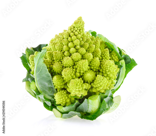 Romanesco broccoli or Roman cauliflower isolated on white background