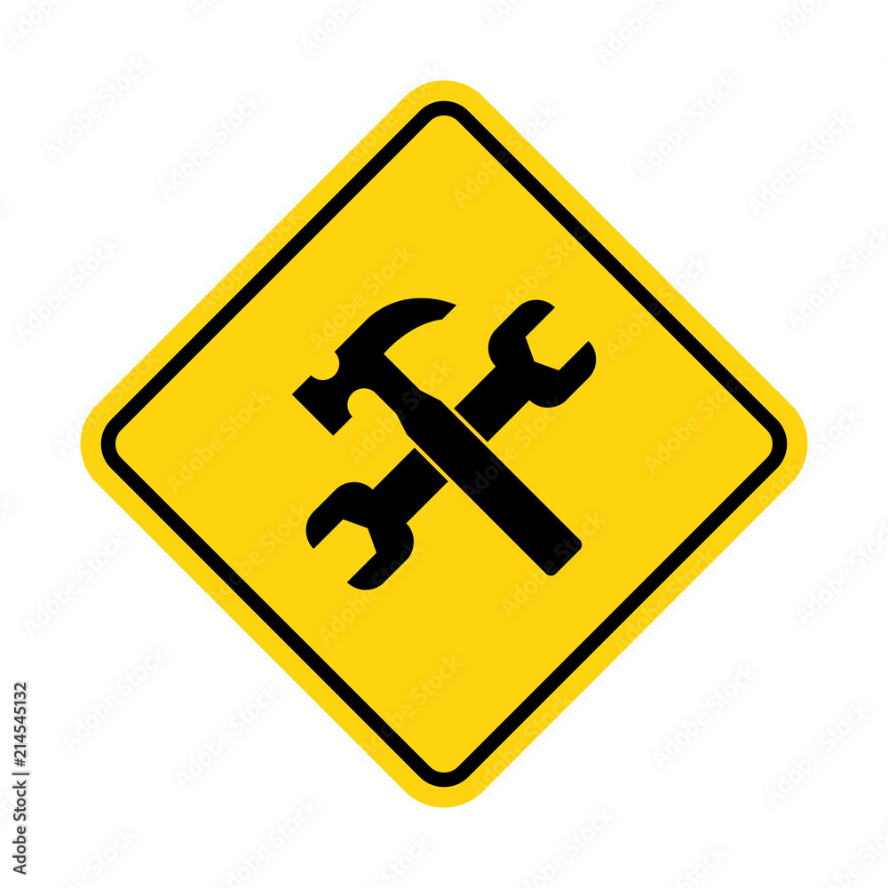 Yellow under construction sign