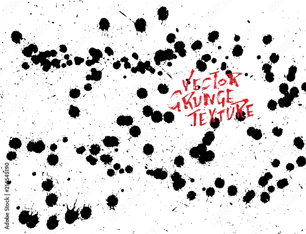 Handdrawn grunge texture. Abstract ink drops background. Black and white grunge illustration. Vector watercolor artwork pattern.