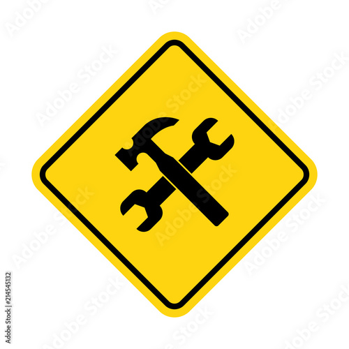 Yellow under construction sign