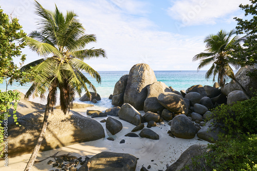 tropical beach Seychelles island, mahé, Granit rocks 