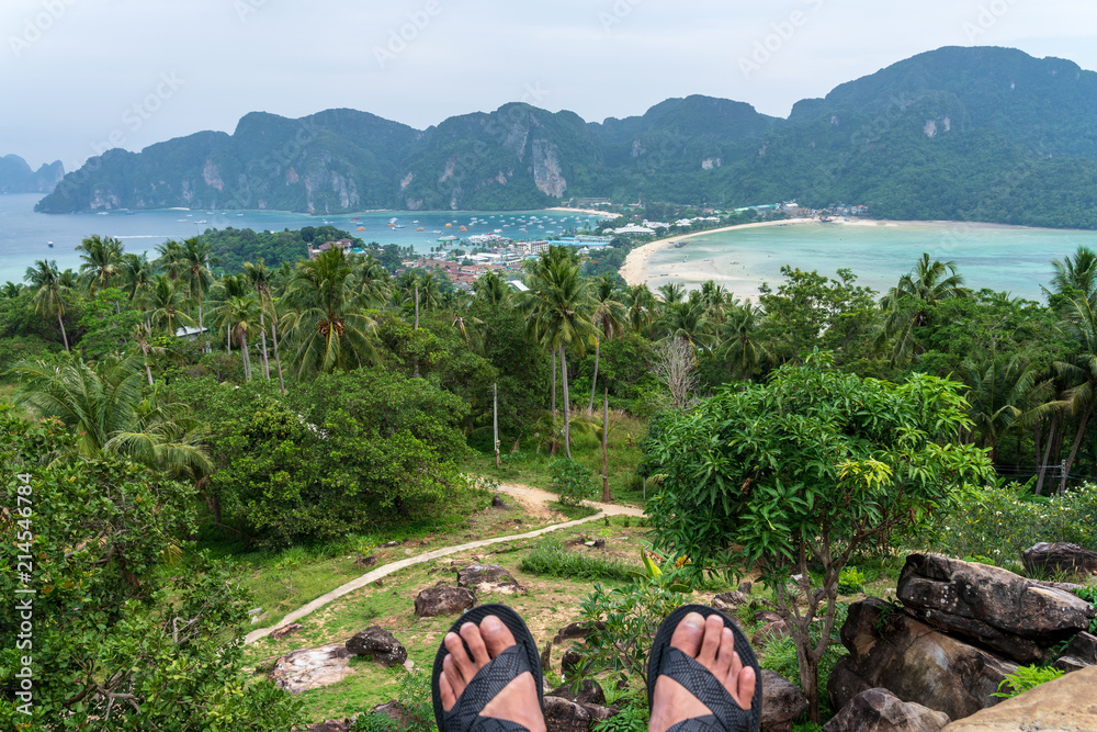 Fototapeta premium Beautiful Tropical Beach blue ocean backgrouind Summer view Sunshine at Sand and Sea Asia Beach Thailand Destinations 
