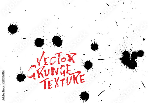 Handdrawn grunge texture. Abstract ink drops background. Black and white grunge illustration. Vector watercolor artwork pattern.