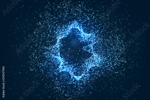 Glowing particles background, abstract digital dark illustration