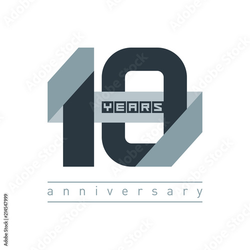 Modern symbol "10 years" for logo, emblem or sign. Creative template for celebration, anniversary and congratulation design. Vector illustration.