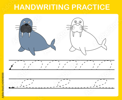 Handwriting practice sheet illustration vector