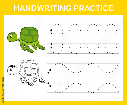 Handwriting practice sheet illustration vector