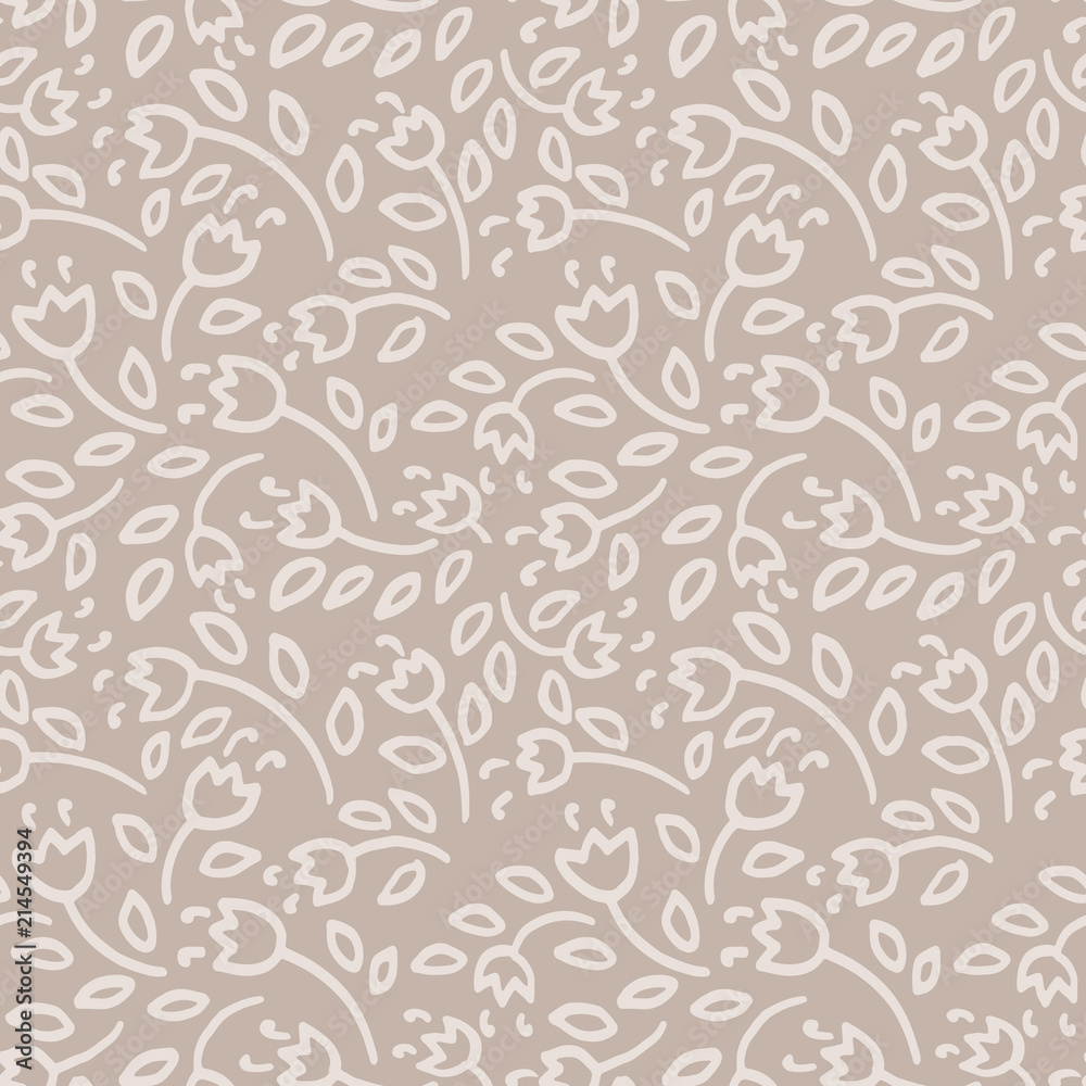 Simple nude flowers seamless pattern. Vector illustration.