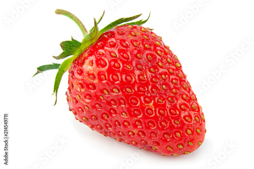 Strawberry fruit closeup on white