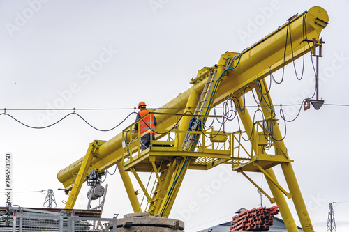 Crane beam in the building warehouse