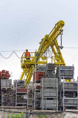 Crane beam in the building warehouse photo