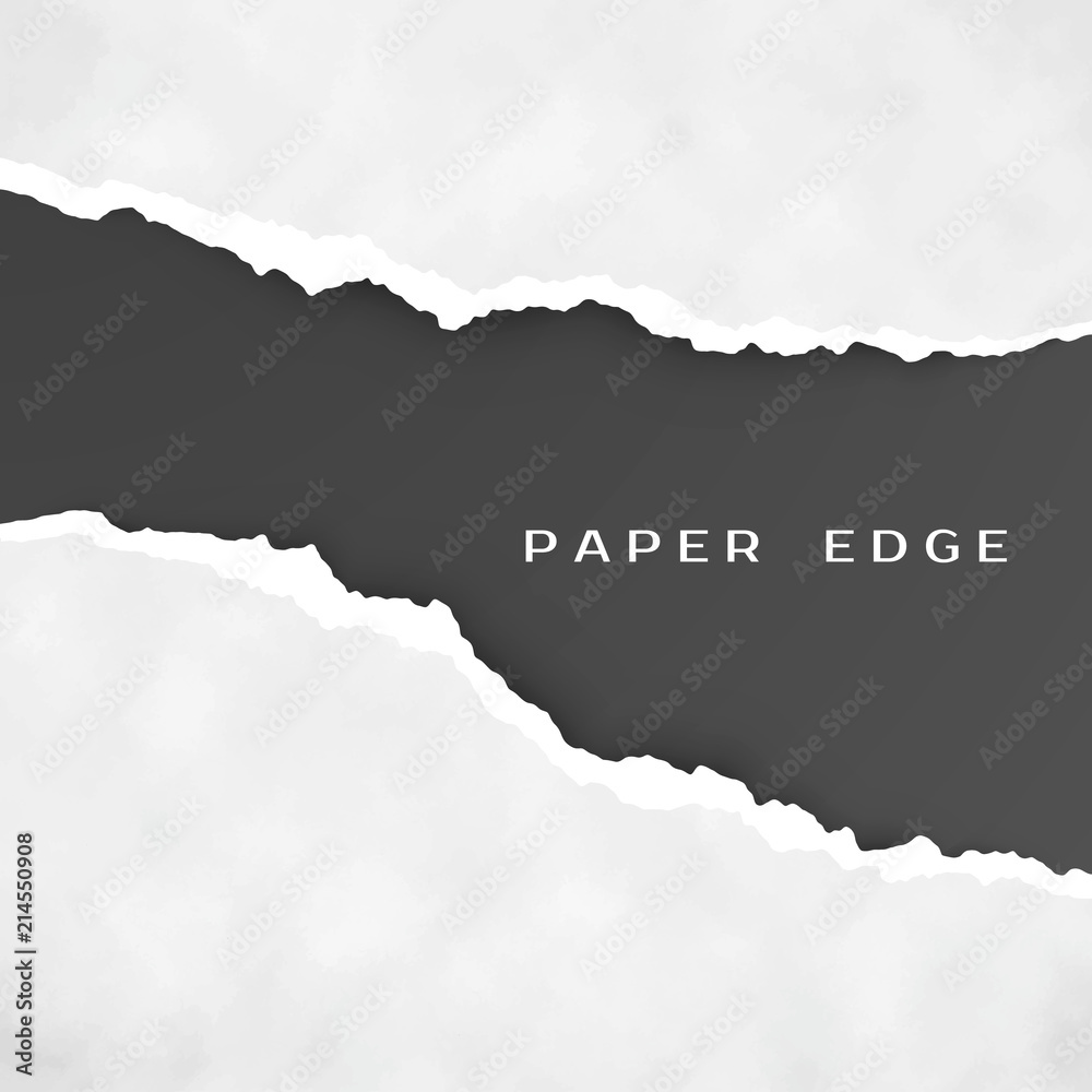 Vecteur Stock Old gray torn paper isolated over black background. Torn
