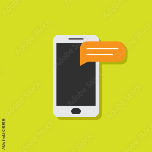 Smart phone message chat online flat design vector illustration