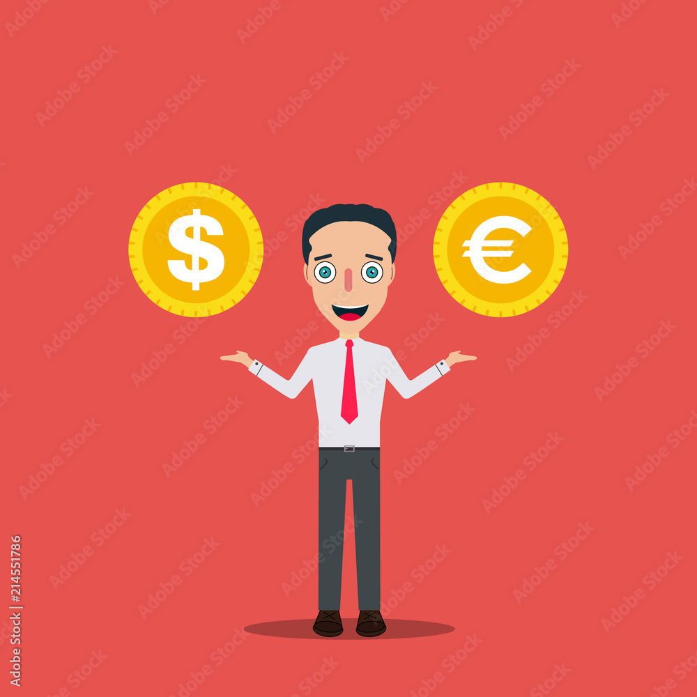 Businessman Cartoon Character Icon Isolated Design Template Vector Illustration money change Businessman Cartoon Character Icon Isolated Design Template Vector Illustration money change
