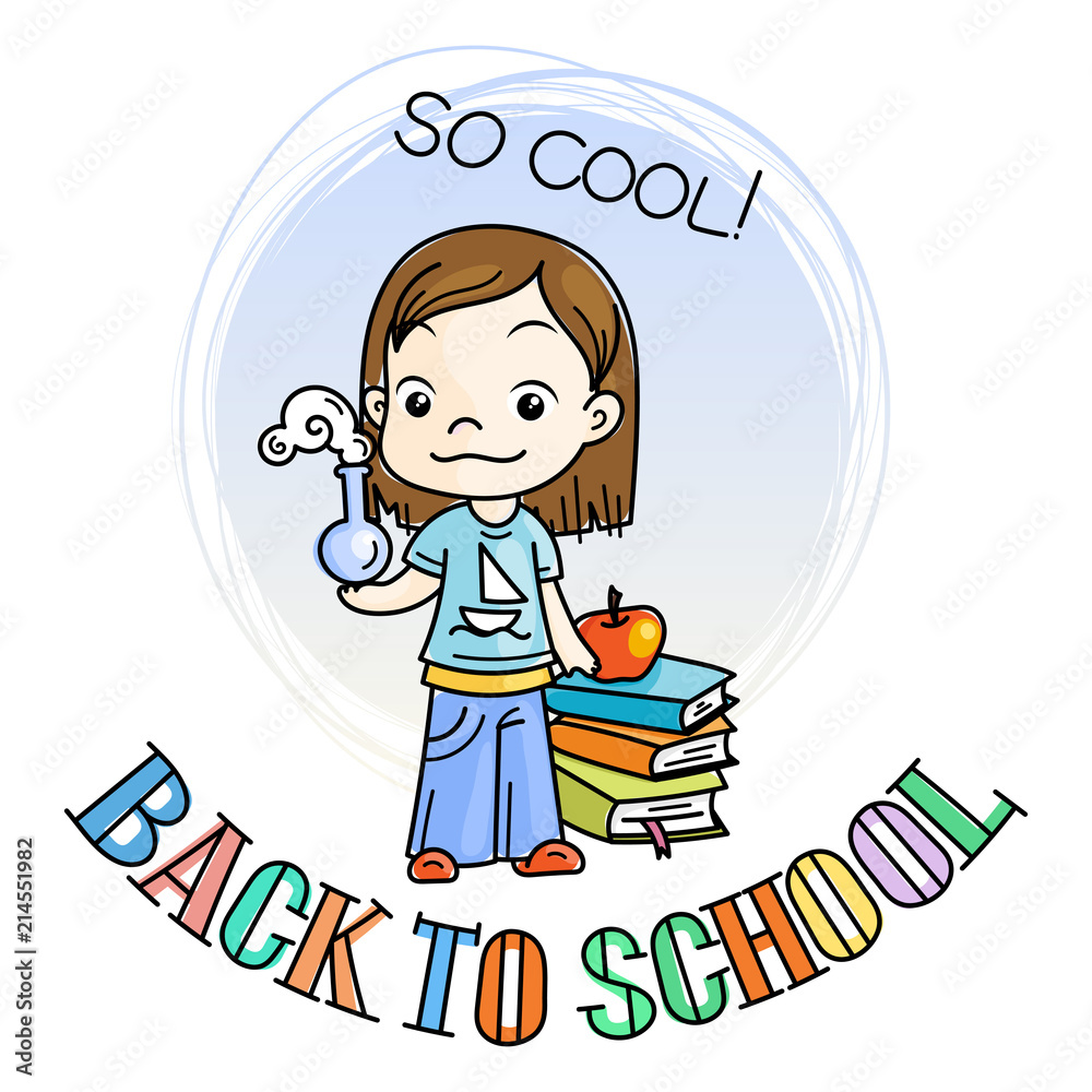 Welcome back to school. Cute school kid ready to education.