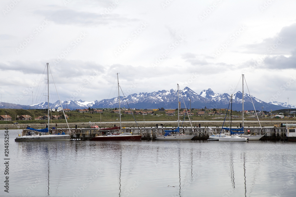 Sailboats at the port of Ushuaia, Argentina