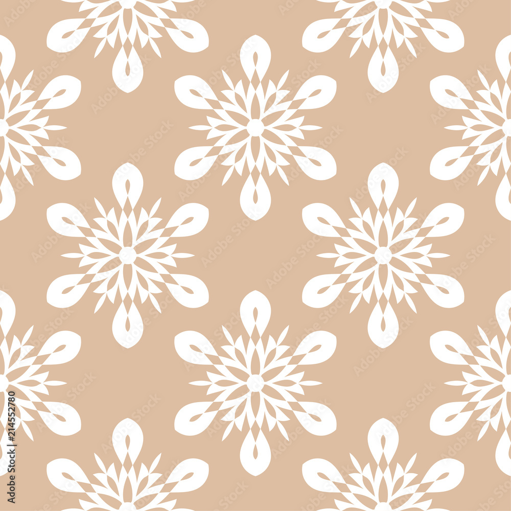 Beige and white floral seamless pattern