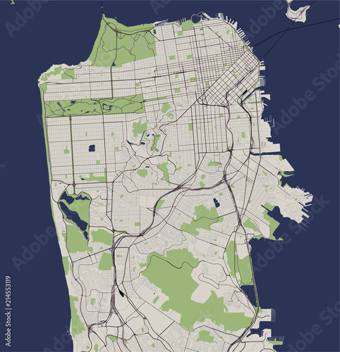 map of the city of San Francisco, USA