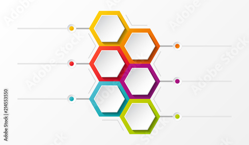Empty layout with hexagons - concept of infograph. Vector.