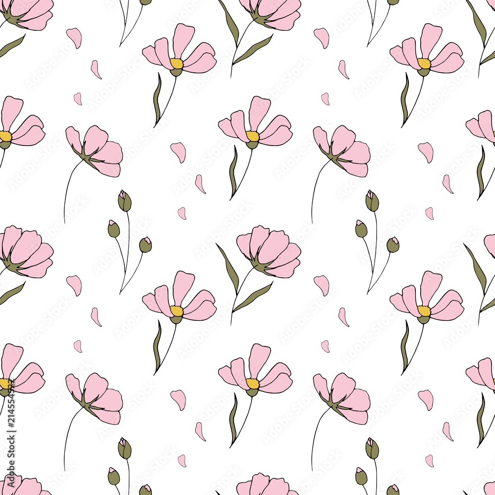 Floral seamless pattern with cosmos flowers Floral seamless pattern with cosmos flowers