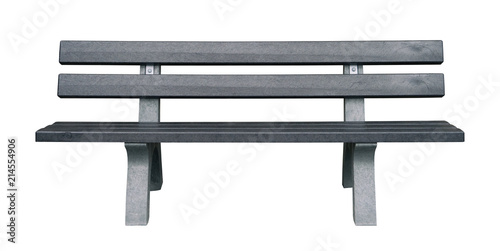 Tableau sur Toile Wooden and dark gray park bench isolated on white background