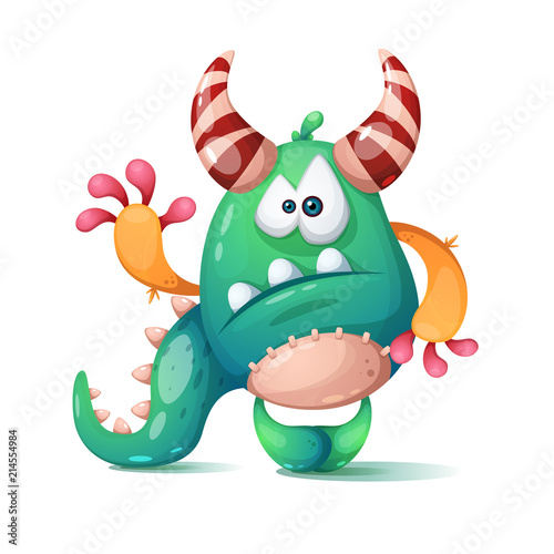 Funny, cute cartoon monster, dino Vector eps 10