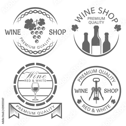 Wallpaper Mural Wine shop set of vector monochrome vintage labels Torontodigital.ca