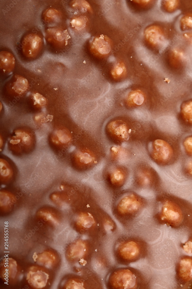 Chocolate candy with Rice Krispies Cereal close-up Chocolate candy with Rice Krispies Cereal close-up