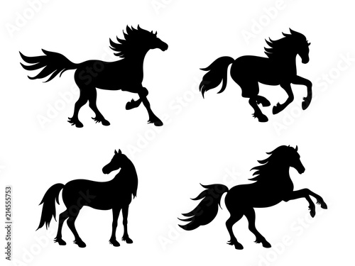 Silhouettes of horses - vector illustration