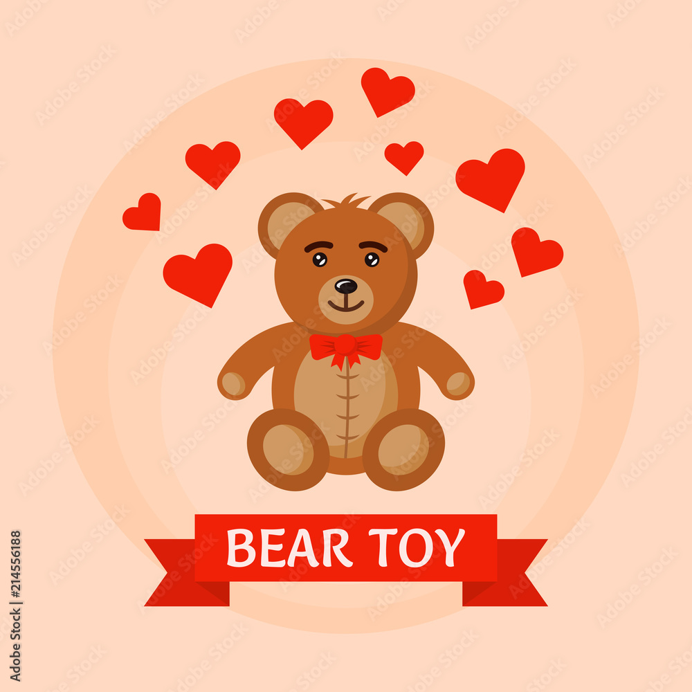 Bear toy with flying hearts vector illustration Bear toy with flying hearts vector illustration