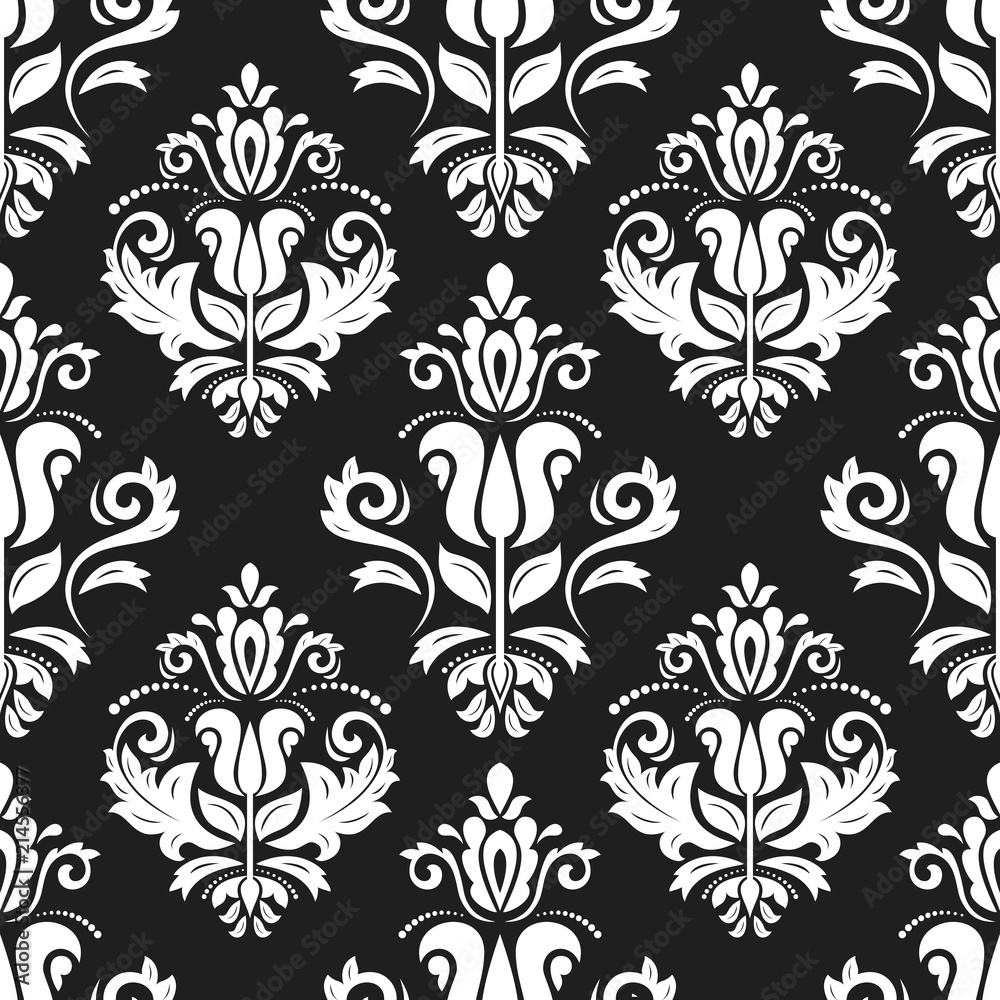 Orient vector classic black and white pattern. Seamless abstract background with vintage elements. Orient background. Ornament for wallpaper and packaging Orient vector classic black and white pattern. Seamless abstract background with vintage elements. Orient background. Ornament for wallpaper and packaging