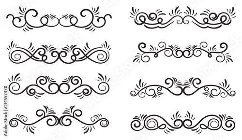 Swirls set. Decorative elements for frames. Elegant swirl vector illustration.
