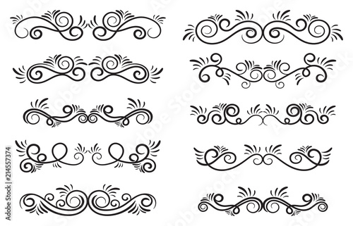 Design curls and scrolls set. Decorative elements for frames. Elegant swirl vector illustration. 
