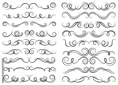 Set of curls and scrolls. Decorative elements for frames. 