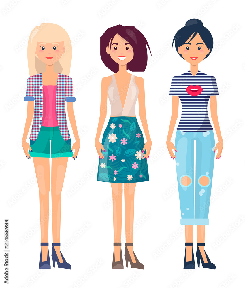 Fashionable Girls Set Summer Mode Collection Cloth Fashionable Girls Set Summer Mode Collection Cloth