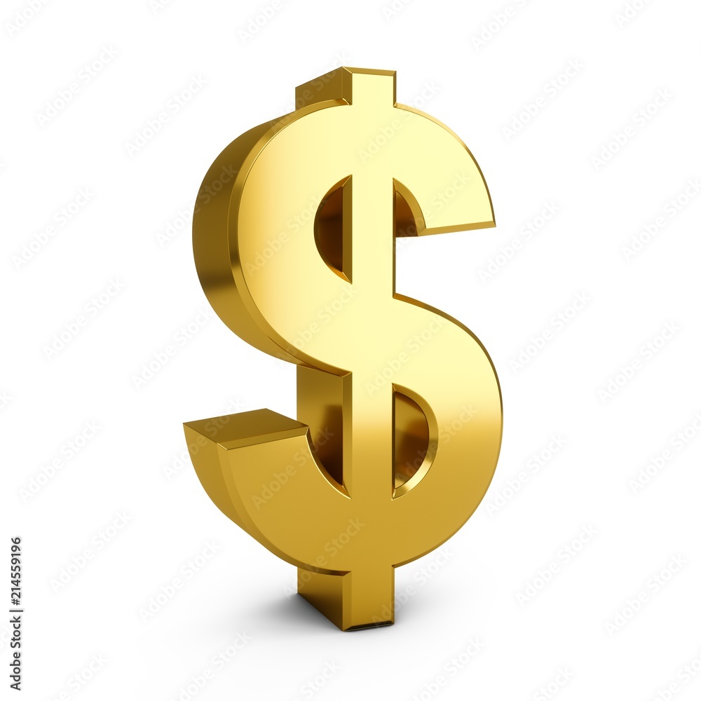 3D Rendering golden Dollar Sign isolated on white background 3D Rendering golden Dollar Sign isolated on white background